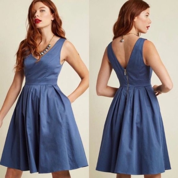 Modcloth Dresses & Skirts - ModCloth Fervour Fit n Flare Dress Navy Blue